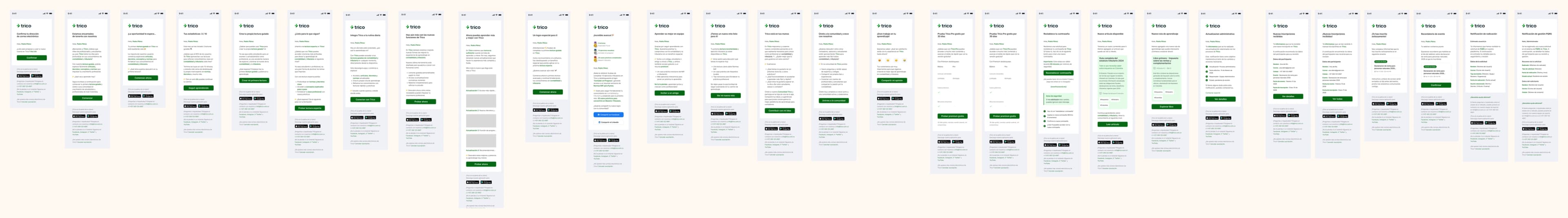 Tira con las 28 plantillas de email de Trico